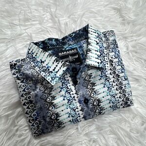 BARABAS Shirt Large Limited Edition Print Long Sleeve Button Up Blue Paisley